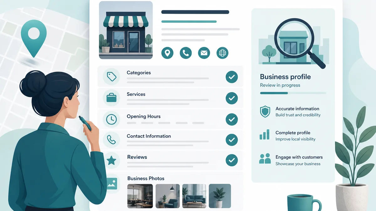 Illustration showing a Google Business Profile audit