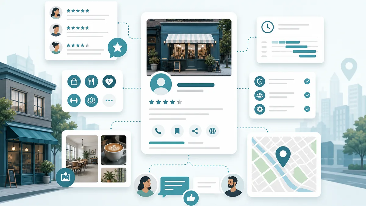 Illustration showing important Google Business Profile ranking signals