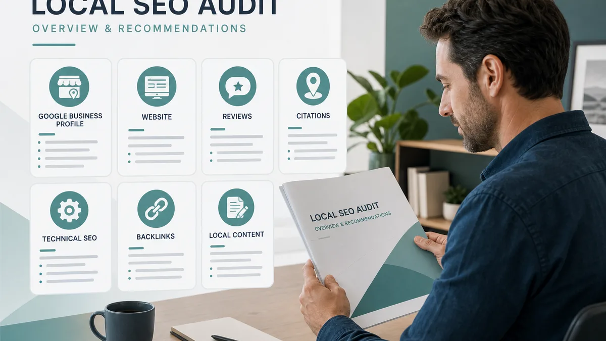 Illustration showing a complete Local SEO audit process