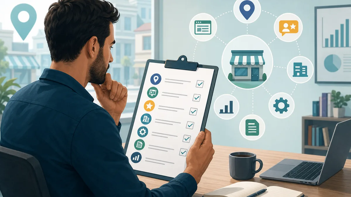 Illustration showing a complete Local SEO checklist for businesses