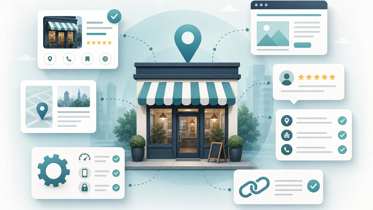 Illustration showing the major ranking factors used in Local SEO