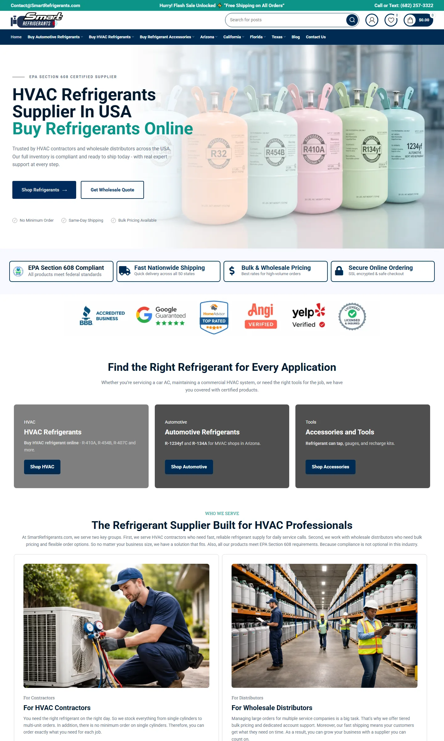 Smart Refrigerants website homepage designed and developed by Local SEO Wiser