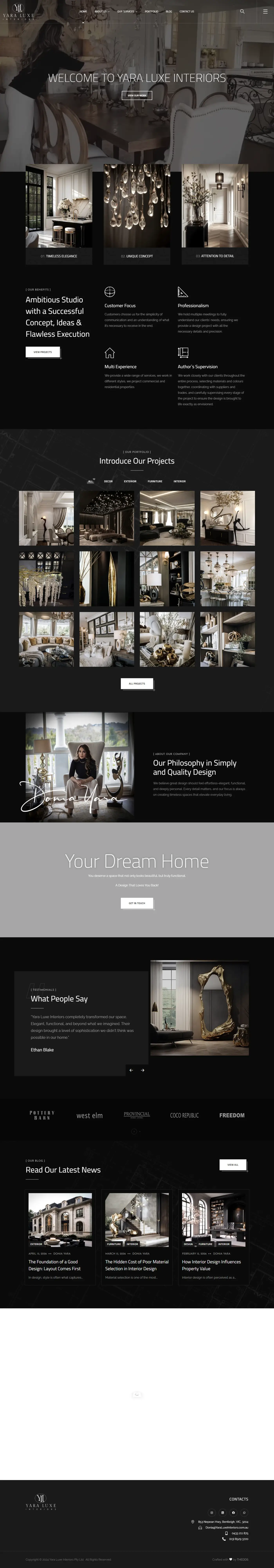 Yara Luxe Interiors WordPress website homepage designed by Local SEO Wiser