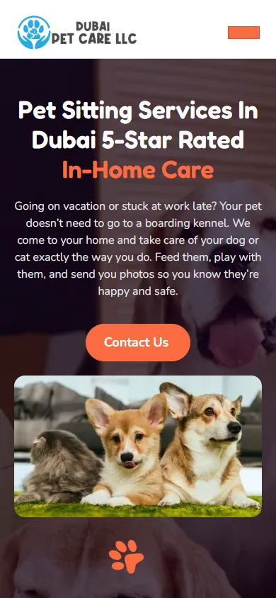 Mobile version of the D Pet Care LLC website