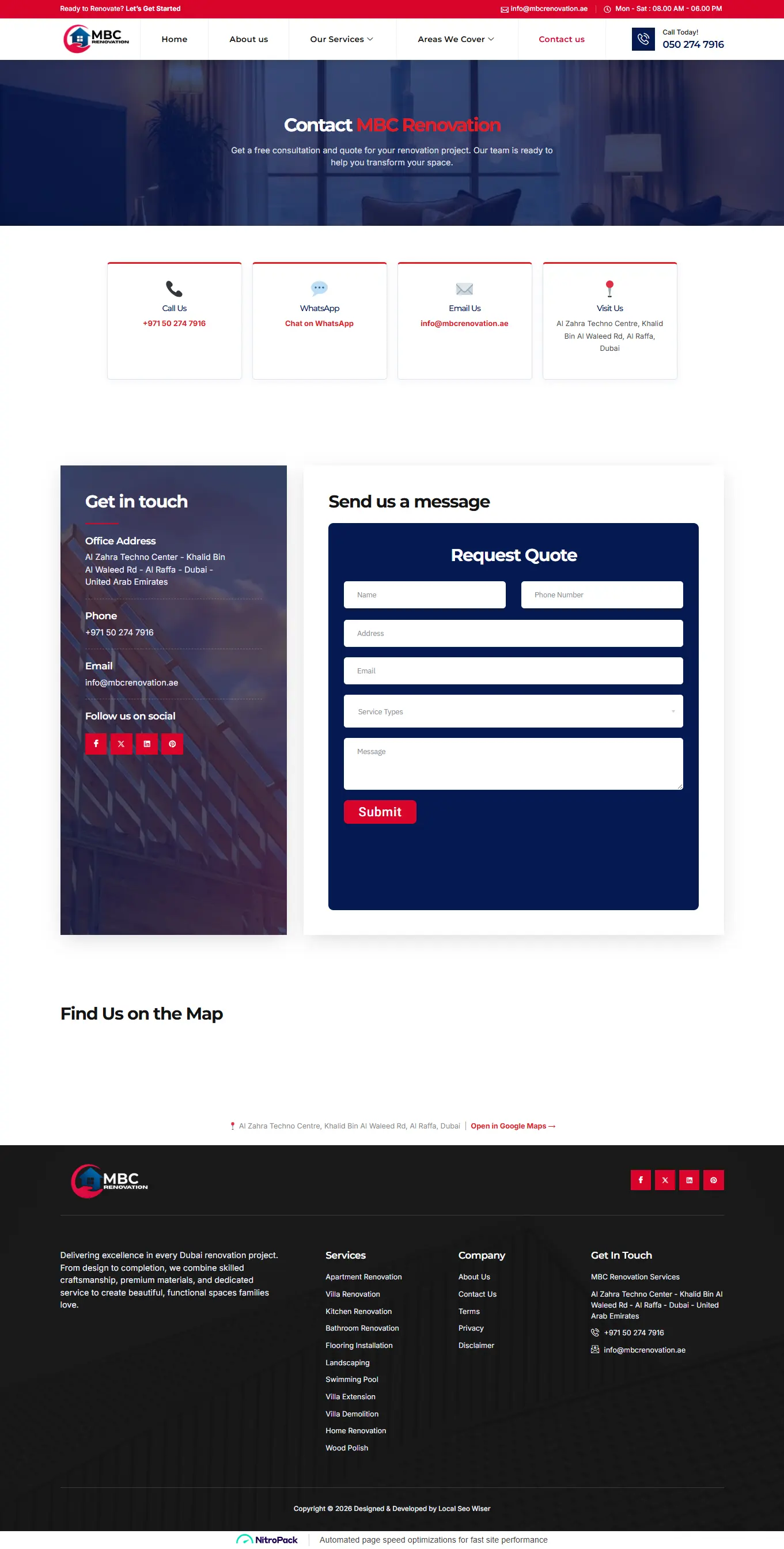 MBC Renovation contact page