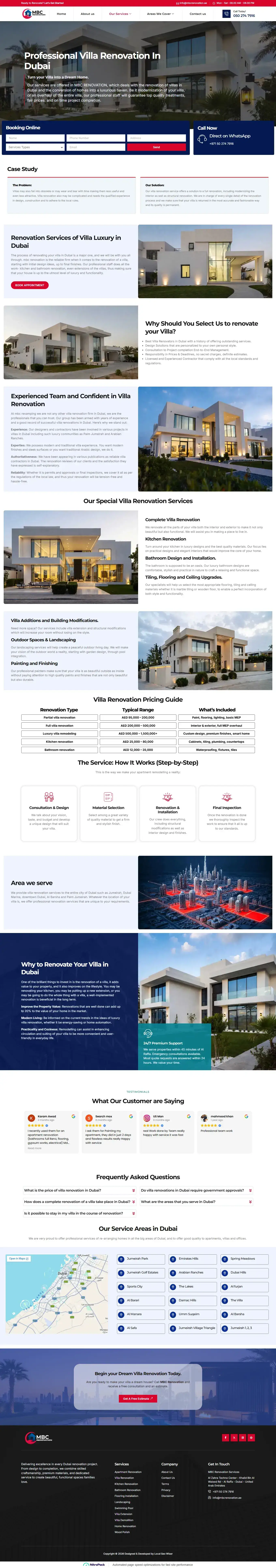 MBC Renovation villa renovation service page in Dubai