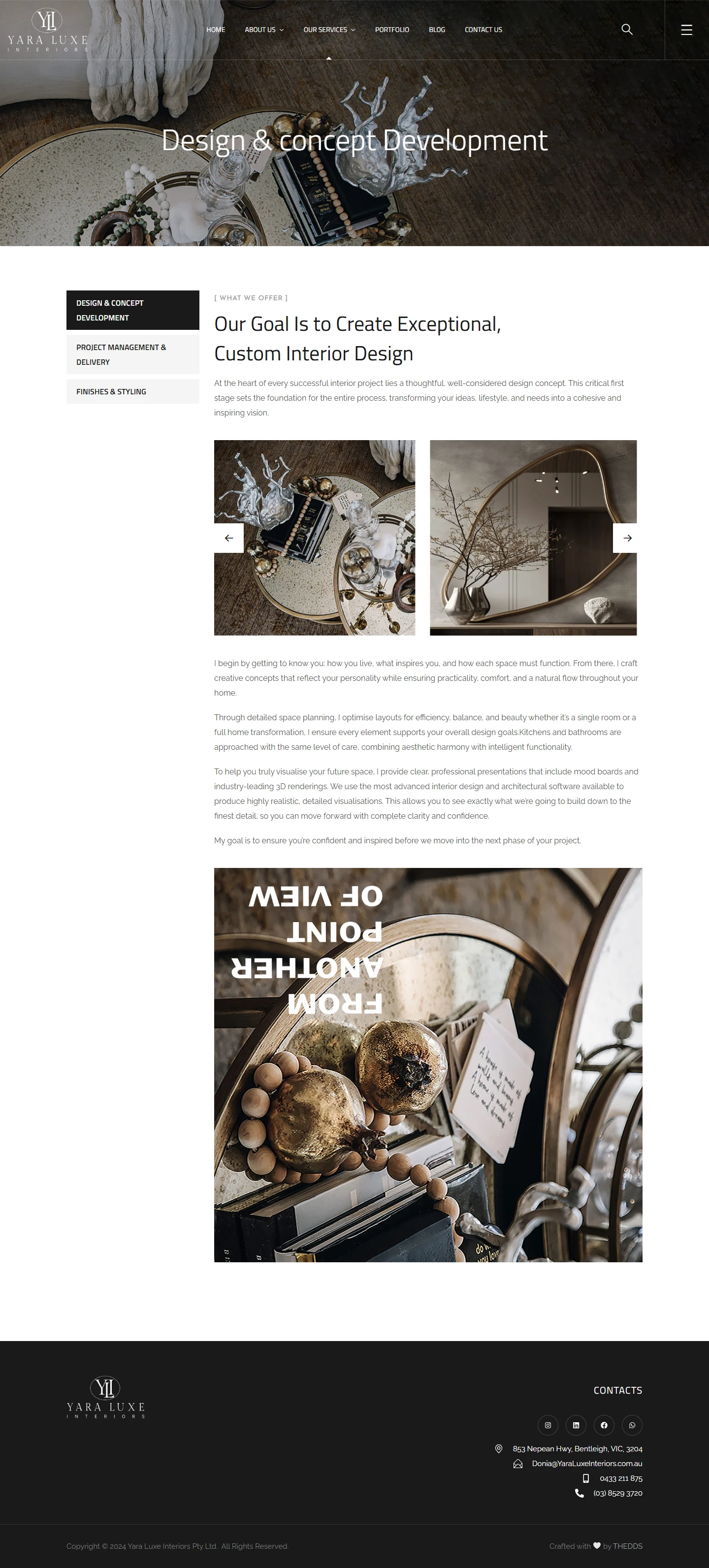 Yara Luxe Interiors Design and Concept Development service page